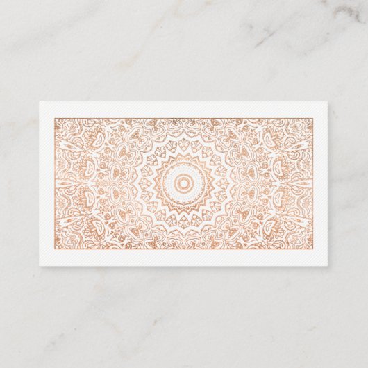 Elegant Luxury White Rose Gold Mandala Glamor Visitekaartje (Achterkant)