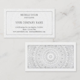 Elegant Luxury White Silver Mandala Professional Visitekaartje