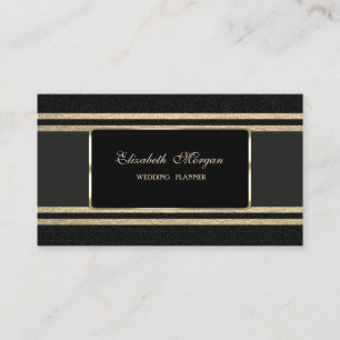 Elegant Luxury, zwart, Faux Gold Glittery Stripes Visitekaartje