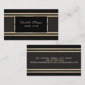 Elegant Luxury, zwart, Faux Gold Glittery Stripes Visitekaartje (Voorkant / Achterkant)