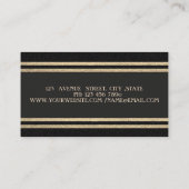 Elegant Luxury, zwart, Faux Gold Glittery Stripes Visitekaartje (Achterkant)