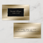 Elegant Luxury, zwart, Faux Gold Glittery Stripes Visitekaartje (Voorkant / Achterkant)