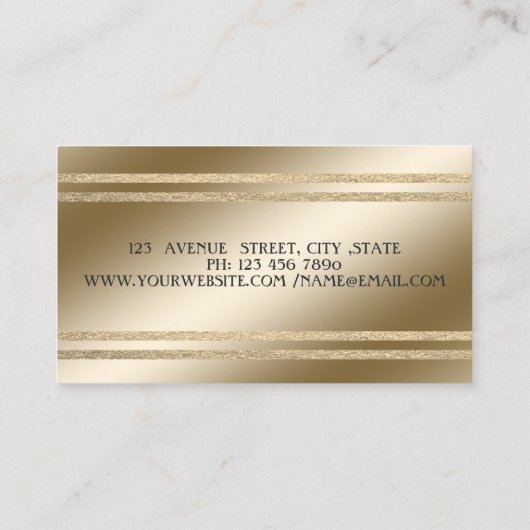 Elegant Luxury, zwart, Faux Gold Glittery Stripes Visitekaartje (Achterkant)