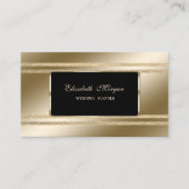 Elegant Luxury, zwart, Faux Gold Glittery Stripes Visitekaartje (Voorkant)