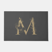 Elegant M Boho Floral Monogram Initiaal Goud Goud Deurmat (Voorkant)