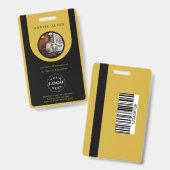 Elegant M Gold Black Work Office Identification ID Badge (Voor- en achterkant)