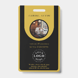 Elegant M Gold Black Work Office Identification ID Badge