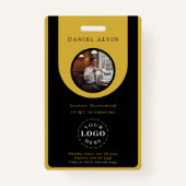 Elegant M Gold Black Work Office Identification ID Badge (Voorkant)