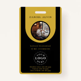 Elegant M Gold Black Work Office Identification ID Badge