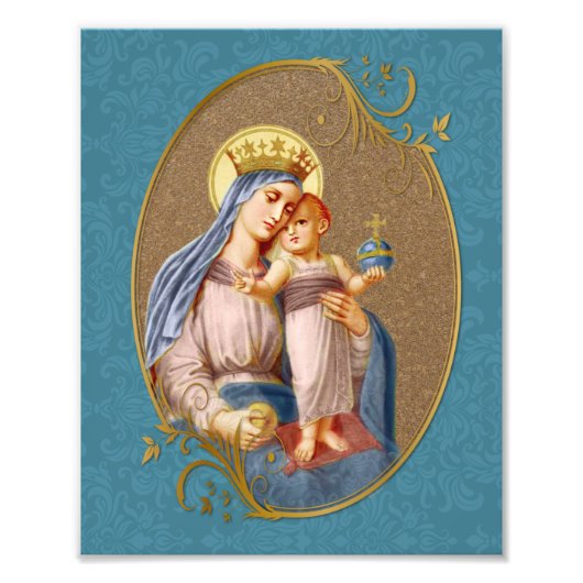Elegant Maagd Maria Baby Jesus Religieuze Katholie Foto Afdruk (Voorkant)