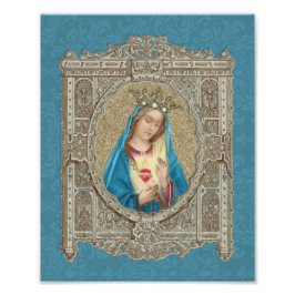 Elegant Maagd Mary Immaculate Heart Religieuze Foto Afdruk