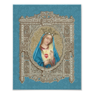 Elegant Maagd Mary Immaculate Heart Religieuze Foto Afdruk