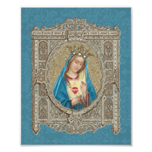 Elegant Maagd Mary Immaculate Heart Religieuze Foto Afdruk (Voorkant)