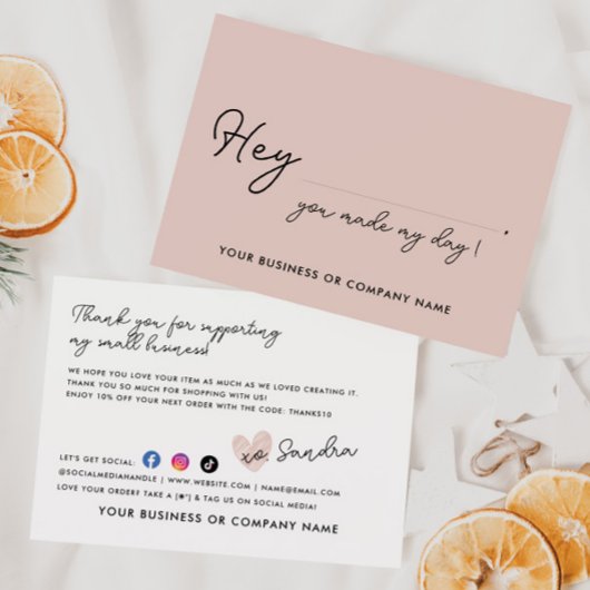 Elegant maakte mijn dag hart zakelijke bestelling bedankkaart