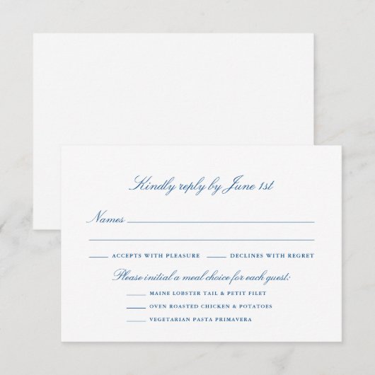Elegant Maaltijdopties Spruce Point Collectie RSVP Kaartje (Voorkant / Achterkant)
