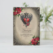 Elegant maar mystiek gotisch hart bedankkaart (Staand voorkant)
