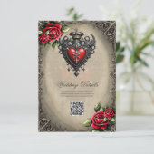 Elegant maar mystiek gotisch hart informatiekaartje (Staand voorkant)