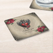 Elegant maar mystiek gotisch hart kartonnen onderzetters (Schuin)