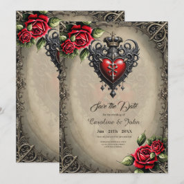 Elegant maar mystiek gotisch hart save the date