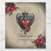 Elegant maar mystiek gotisch hart wijn etiket (Enkel label)