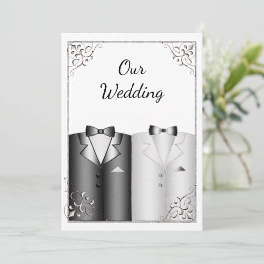 Elegant maar simpel uitnodigen voor homohuwelijk kaart (Staand voorkant)