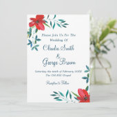 Elegant maar Simple Flowerding Wedding Invitation Kaart (Staand voorkant)