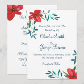 Elegant maar Simple Flowerding Wedding Invitation Kaart (Voorkant / Achterkant)