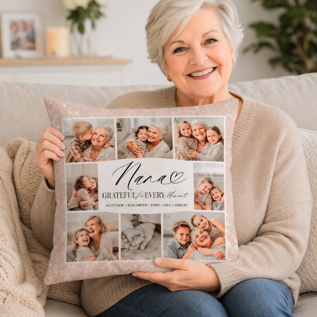 Elegant Maatwerk Oma Foto Collage Aandenken Kussen (Creator heeft geüpload)