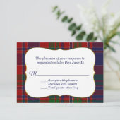 Elegant MacDonald Tartan Pset RSVP-kaart RSVP Kaartje (Staand voorkant)