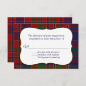 Elegant MacDonald Tartan Pset RSVP-kaart RSVP Kaartje (Voorkant / Achterkant)