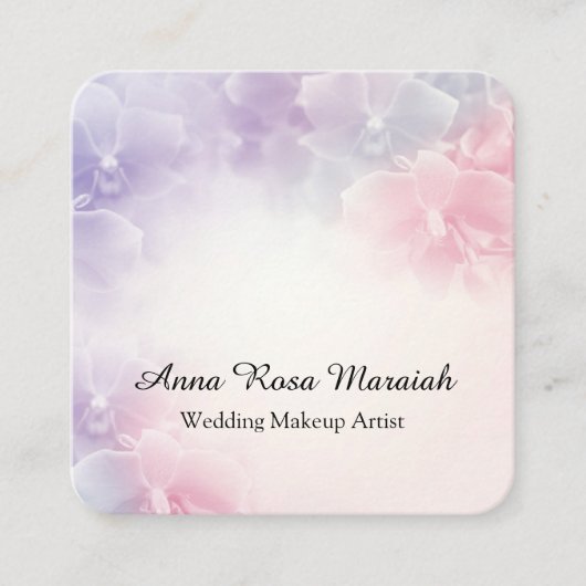 *~* Elegant. Macro Foto Lavendel Roze Bloem Vierkante Visitekaartje (Voorkant)