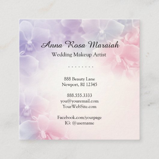 *~* Elegant Macro Fotoroze lavender Flower Vierkante Visitekaartje (Achterkant)