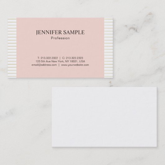 Elegant madish Blush roze Gold White Design Plain Visitekaartje (Voorkant / Achterkant)