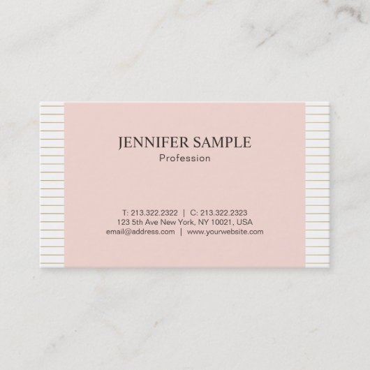 Elegant madish Blush roze Gold White Design Plain Visitekaartje (Voorkant)