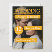 Elegant Magazine Hoesje geel modern foto bruiloft Save The Date (Voorkant)