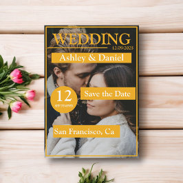 Elegant Magazine Hoesje geel modern foto bruiloft Save The Date