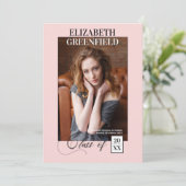 Elegant Magazine Stijl roze Fotoaankondiging Kaart (Staand voorkant)