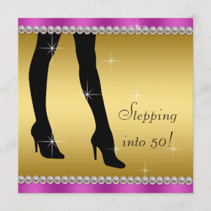 Elegant Magenta and Gold Birthday Party Kaart