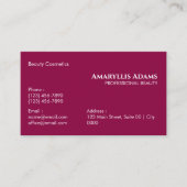 Elegant Magenta Beauty Cosmetics Esthetician Visitekaartje (Voorkant)