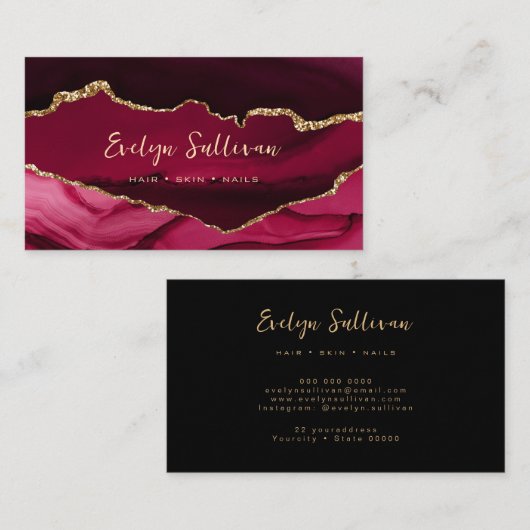 elegant magenta en goudagaat visitekaartje (Voorkant / Achterkant)