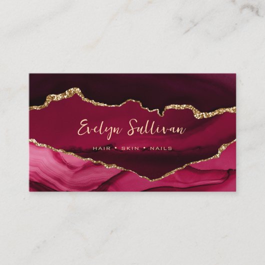 elegant magenta en goudagaat visitekaartje (Voorkant)
