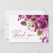 Elegant Magenta Floral Modern Wedding Bedankkaart (Voorkant)