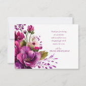 Elegant Magenta Floral Modern Wedding Bedankkaart (Achterkant)