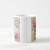 Elegant Magenta Floral Waterverf Koffiemok (Center)