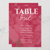 Elegant Magenta Floral Wedding Table Seating Chart (Voorkant / Achterkant)