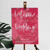 Elegant Magenta Floral welkom op ons huwelijk Poster