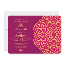 Elegant Magenta Gold Hindu Mandala Indian Wedding