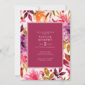 Elegant Magenta Herfst Floral Vrijgezellenfeest Kaart (Voorkant)