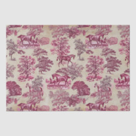 Elegant Magenta Horse Toile Kraft Tissuepapier
