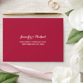 Elegant Magenta Huwelijksfeest RSVP Retouradres Envelop